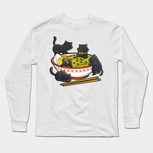 kitten ramen japanese Long Sleeve T-Shirt